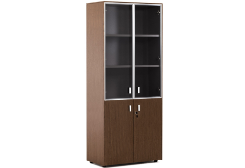 Шкаф комбинированный, цвет орех + хром