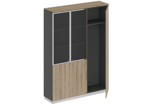 Шкаф комбинированный с гардеробом Римини, цвет дуб светлый + антрацит + дуб светлый