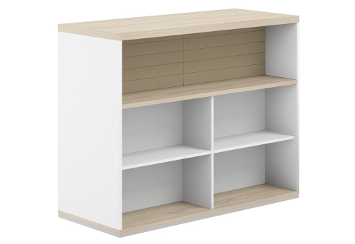 Стеллаж-комбо 2-сторонний с топом с экраном тканевым высоким Фламинго, цвет белый + акация + бежевый