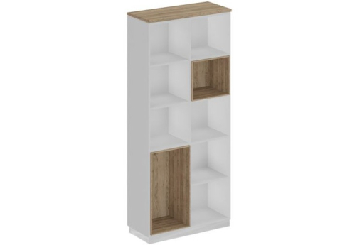 Стеллаж высокий Римини, цвет дуб светлый + белый
