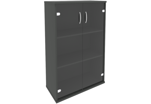 Шкаф средний широкий (со стеклом) Нотте, цвет антрацит