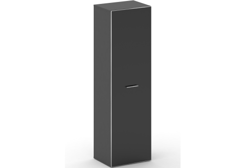 Шкаф высокий универсальный (со стеклом) Квентин, цвет базальт