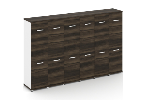 Шкаф шесть узких секций 4 ниши (6 фасадов ЛДСП, 3 ниши + 6 ЛДСП, 1 ниша) Динен, цвет дуб мали-белый