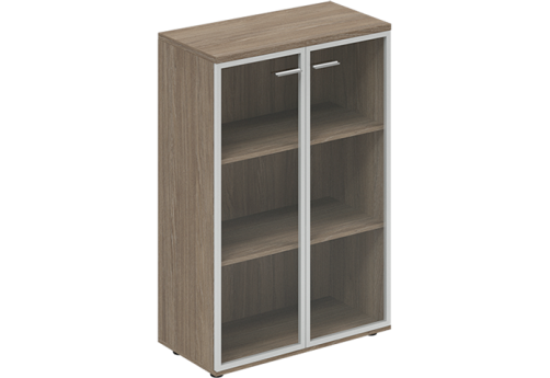 Шкаф средний широкий со стеклом Камелот, цвет темный дуб