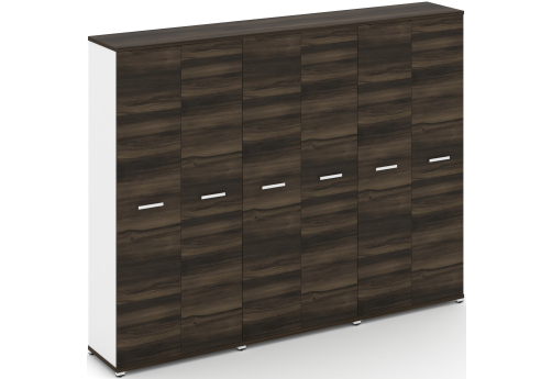 Шкаф три широкие секции 5 ниш (6 фасадов ЛДСП, 5 ниш) Динен, цвет дуб мали-белый