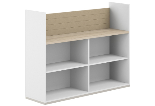 Стеллаж-комбо 1-сторонний с экраном тканевым низким Фламинго, цвет белый + акация + бежевый