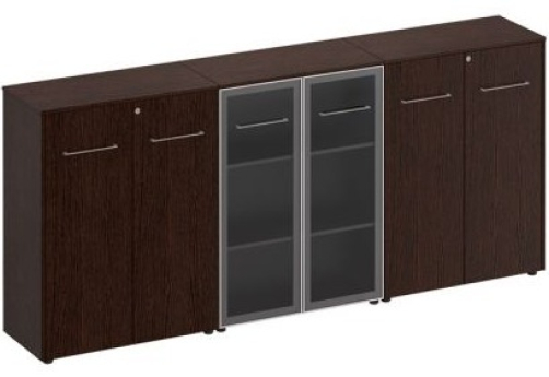 Шкаф комбинированный средний (закрытый + со стеклом + закрытый) Эдвард, цвет венге
