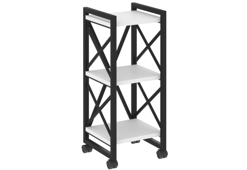 Стеллаж на колесных опорах Европа, цвет белый бриллиант + черный