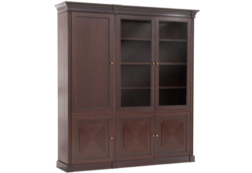 Шкаф 2 деревянные двери + комбинированные двери Бруквиль, цвет орех