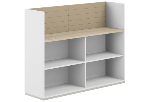 Стеллаж-комбо 1-сторонний с экраном тканевым высоким Фламинго, цвет белый + акация + бежевый