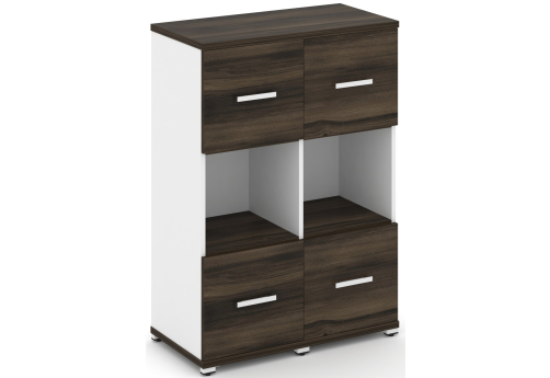 Шкаф две узкие секции 3 ниши (2 фасада ЛДСП, 1 ниша + 2 фасада ЛДСП, 1 ниша) Динен, цвет дуб мали-белый