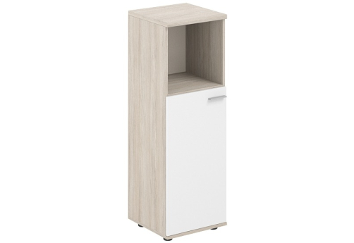 Шкаф средний с нишей с задней стенкой HDF левый Индиго Вуд, цвет дуб светлый + белый