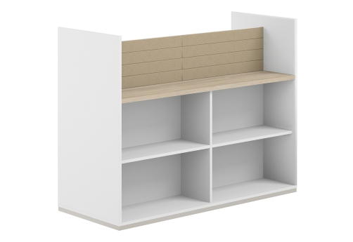 Стеллаж-комбо 2-сторонний с экраном тканевым низким Фламинго, цвет белый + акация + бежевый