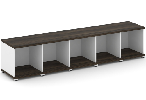 Стеллаж пять узких секций 1 ниша Динен, цвет дуб мали-белый