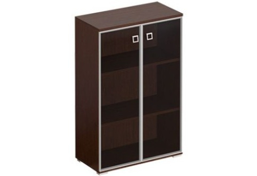 Шкаф средний со стеклом в раме Денвер, цвет венге