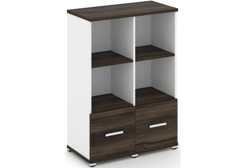 Шкаф две узкие секции 3 ниши (2 фасада ЛДСП, 1 ниша) Динен, цвет дуб мали-белый