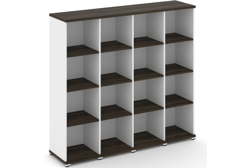 Стеллаж четыре узкие секции 4 ниши Динен, цвет дуб мали-белый