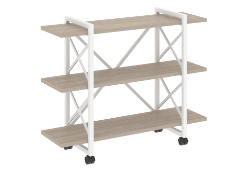 Стеллаж на колесных опорах Европа, цвет дуб аттик + белый