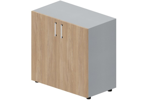 Шкаф низкий закрытый Кристо Директ, цвет светлый дуб + титан