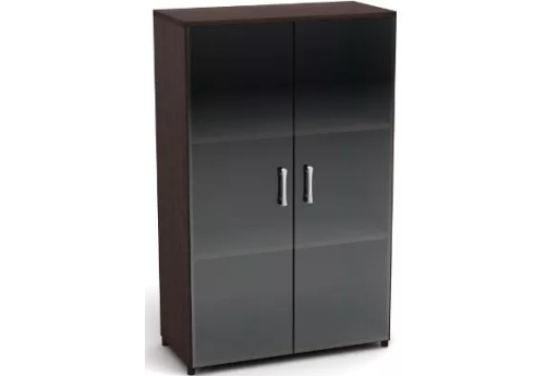 Шкаф низкий закрытый со стеклом, цвет венге