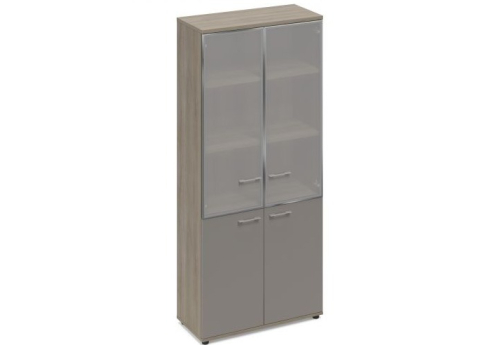 Шкаф со стеклянными дверьми Види Вуд, цвет вяз + мокко