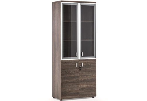 Шкаф комбинированный (3 полки под стеклом), цвет мали