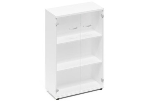 Шкаф средний со стеклом Мира Нумо, цвет белый премиум