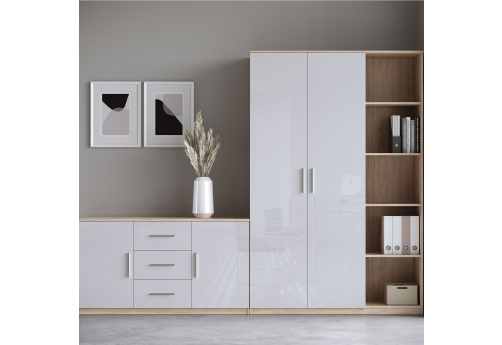 Группа шкафов с глянцевым фасадом Виенсо, цвет вяз + белый