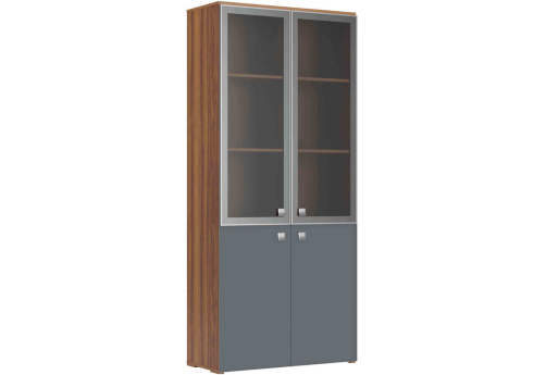 Шкаф для бумаг со стеклом, цвет орех + антрацит