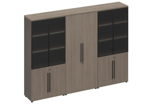 Шкаф комбинированный (стекло-одежда-стекло) Британия, цвет дуб + серый