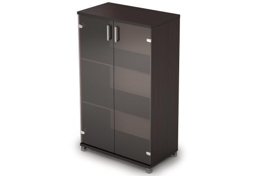 Шкаф средний широкий со стеклом, цвет венге