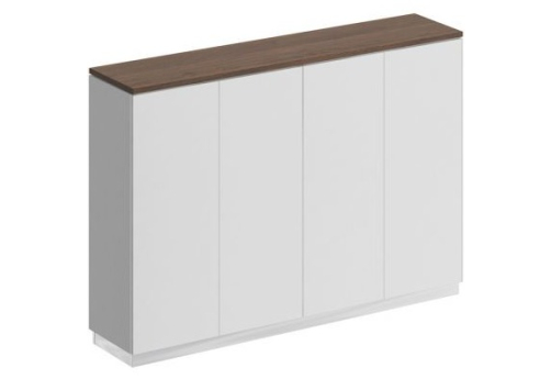 Шкаф для документов закрытый средний Римини, цвет дуб темный + белый + белый