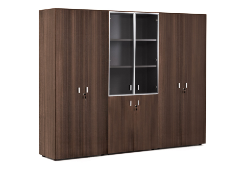 Шкаф комбинированный + гардероб + для бумаг, цвет эвкалипт темный + хром