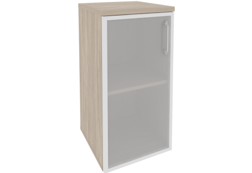 Шкаф низкий узкий левый со стеклом в раме, цвет дуб аттик