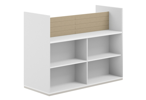 Стеллаж-комбо 2-сторонний с экраном тканевым низким Фламинго, цвет белый + бежевый