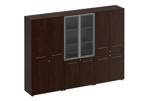 Шкаф комбинированный высокий (закрытый 4 двери + со стеклом + гардероб) Эдвард, цвет венге