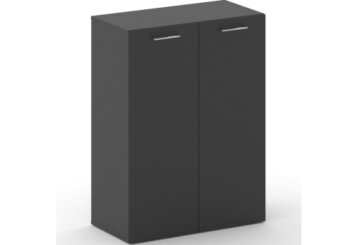 Шкаф широкий средний закрытый Квентин, цвет черный + базальт