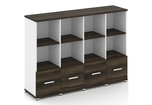 Шкаф четыре узкие секции 3 ниши (4 фасада ЛДСП, 1 ниша) Динен, цвет дуб мали-белый