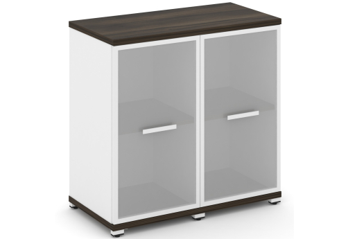 Шкаф две узкие секции 2 ниши (2 фасада стекло белое матовое в раме, 2 ниши) Динен, цвет дуб мали-белый