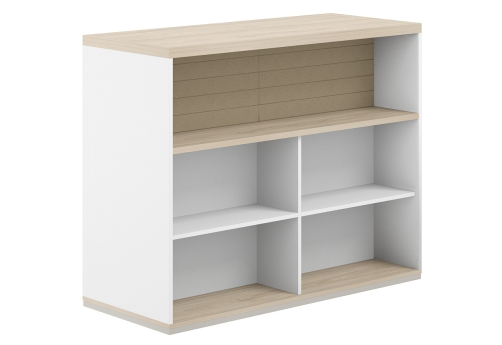 Стеллаж-комбо 2-сторонний с топом с экраном тканевым высоким Фламинго, цвет белый + акация + бежевый