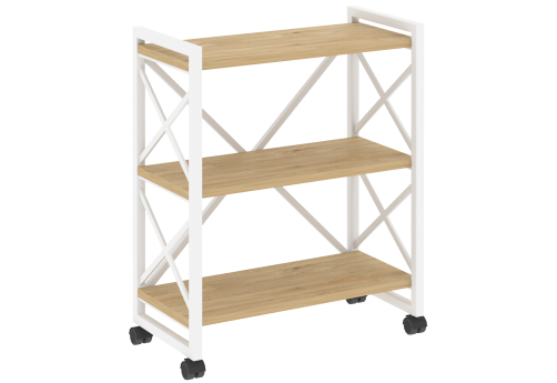 Стеллаж на колесных опорах Европа, цвет тиквуд светлый + белый