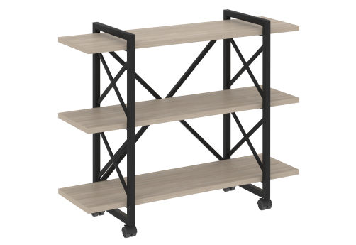 Стеллаж на колесных опорах Европа, цвет дуб аттик + черный