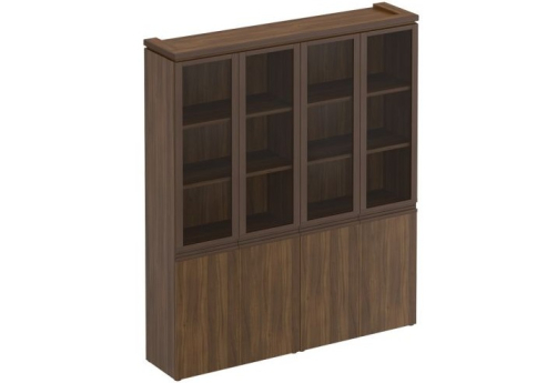 Шкаф для документов со стеклянными дверьми Фиеста, цвет орех