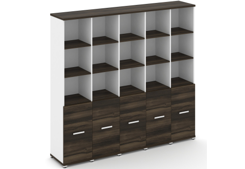 Шкаф пять узких секций 5 ниш (5 фасадов ЛДСП, 2 ниши) Динен, цвет дуб мали-белый