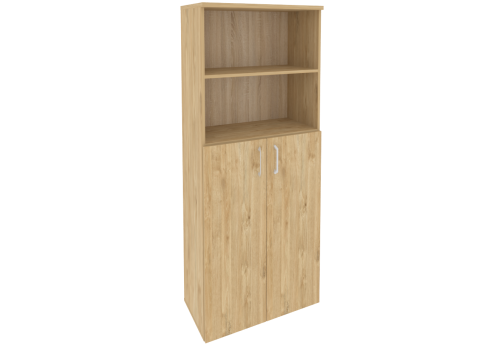 Шкаф высокий широкий (2 открытые полки), цвет тиквуд светлый