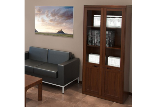 Шкаф со стеклом Амати, цвет темный орех