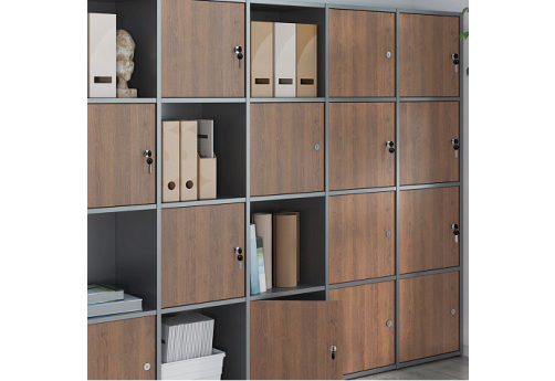Локер 20 ячеек Локеры Спутник, цвет металлик + орех