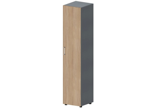 Шкаф высокий узкий закрытый (правый) Кристо Директ, цвет светлый дуб + антрацит