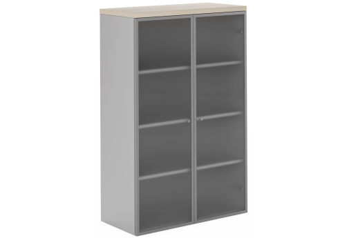 Шкаф средний со стеклом в раме Романо, цвет дуб