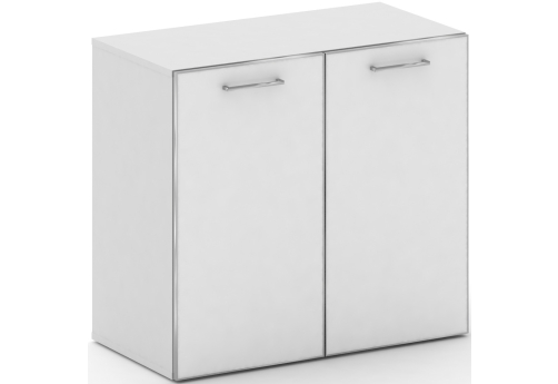 Шкаф широкий низкий (со стеклом) Квентин, цвет белый бриллиант